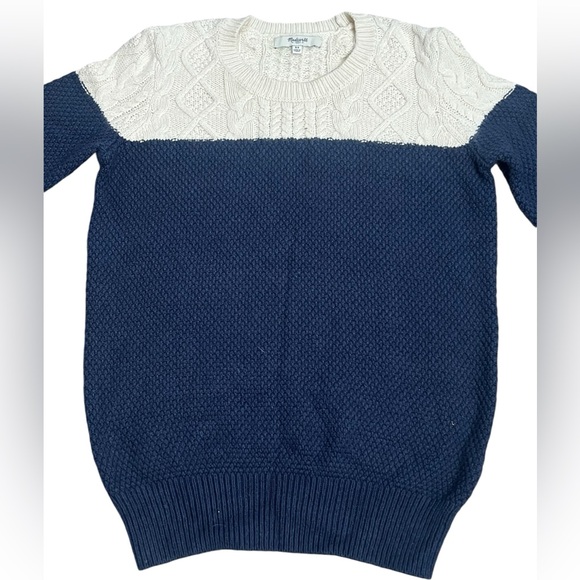Madewell XS Sweater Women Cream & Navy Blue Knit Soft - Picture 2 of 3